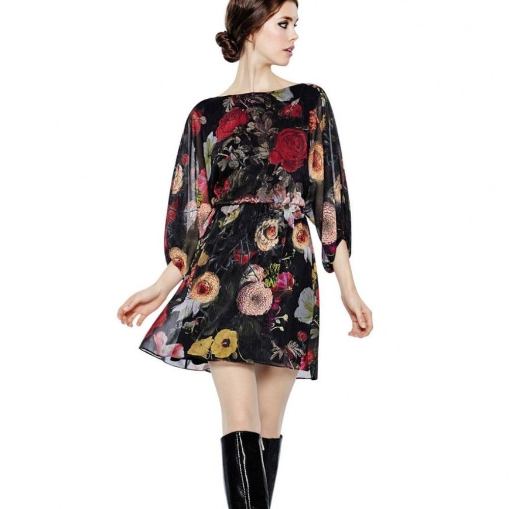 Alice + Olivia Andie Floral Print Blouson Dress XS